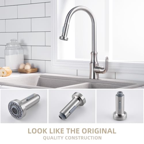 Angle Simple Kitchen Faucet Head Replacement, Sink Sprayer, Brushed Nickel - color: Brushed Nickel