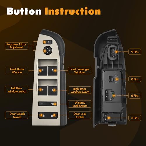YBC Front Driver Side Power Window Switch for 2010-2013 Silverado Sierra - style: 2010-2013