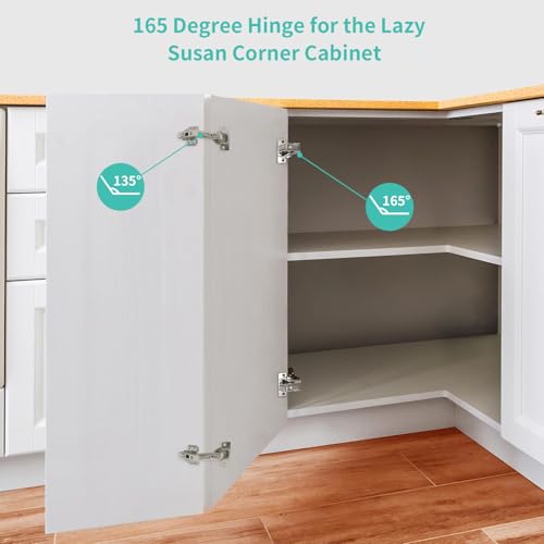 2 Pack 165 Degree Soft Close Kitchen Cabinet Door Hinges, Face Frame Kitchen Hinges, Soft Close Multi-Pivot Concealed Hardware for Corner Kitchen,Cupboard Folded, Folden Door