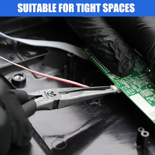 6-Inch Needle Nose Pliers with Wire Cutter, Spring-Loaded Long Nose Pliers with Serrated Jaws and Non-Slip Handles for Wire Bending, Electronics Repair, Jewelry Making and Crafts - size: 6''-1 pack