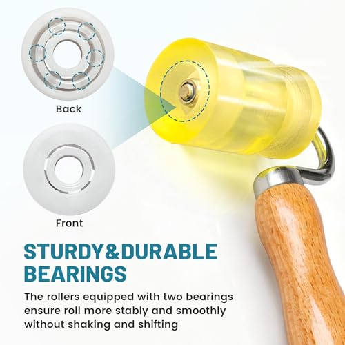 NuIth 3-in-1 Auto Car Audio Sound Deadening Rolling Wheel Roller, Groove Design PU Sound Deadening Mats Roller W/Bearings + V-Shape Roller Head, Heat Abatement Mat Wallpaper Deadener Seam Roller - style: 3 IN 1 Roller with Groove Design+V-Shape Roller