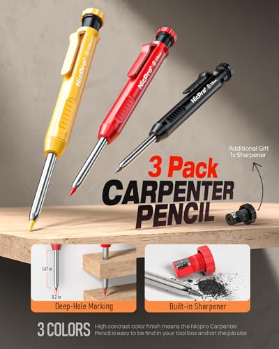 Nicpro 18 Pack Carpenter Pencils, Construction Mechanical Pencils Bulk - size: 18 Pack