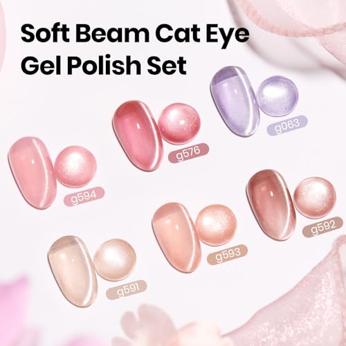 Beetles Soft Beam Cat Eye Gel Nail Polish Set, 6 Colors Glitter Gel Polish - color: A - Cat Eye | Soft Beam