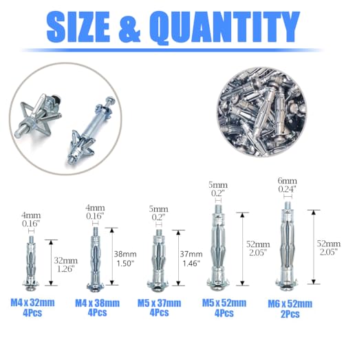 ISPINNER Wall Anchor Setting Tool with 18pcs Molly Bolt Hollow Drive Wall Anchor Screws Assortment Kit, Heavy Duty Anchor Gun for Cavity Anchor Plasterboard Fixing