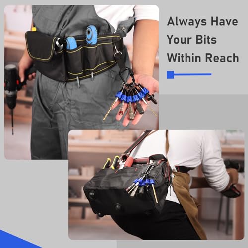 Enhanced Non-Slip Bit Holder Key Chain 6pc, Drill Bit Holder for 1/4 Inch Hex Shank Bits, Bit Holders for Impact Driver Drill Bit Extension, Screwdriver Bit Holder, Quick Change & Easy Access, Blue - color: Blue