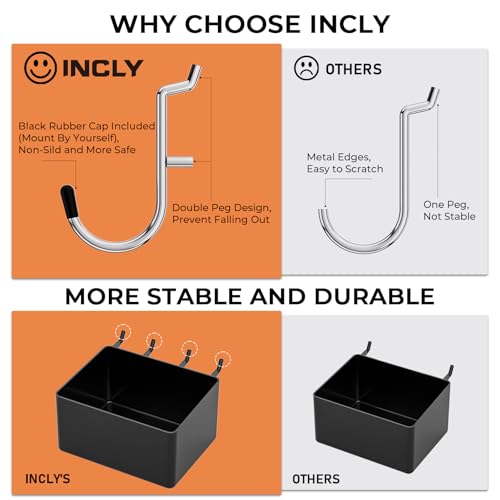 INCLY 278PCS Pegboard Accessories Organizer Kit with Peg Borad Hooks & Bins - size: 278 PCS