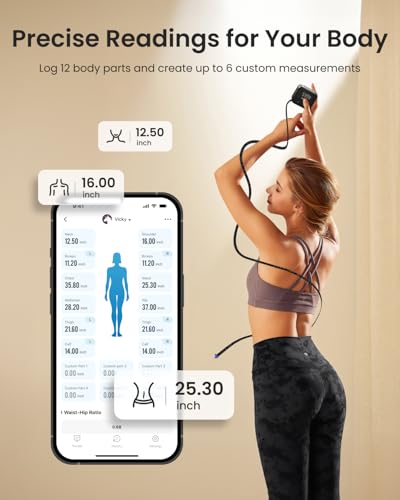 RENPHO Smart Body Measuring Tape for Weight Loss, Rechargeable, LED Display