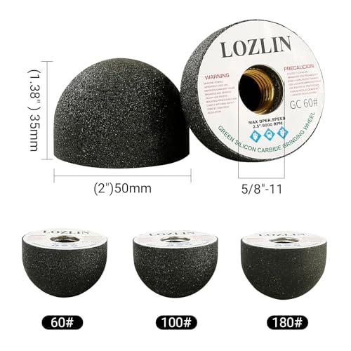 LOZLIN 4PCS Cylindrical Diamond Grinding Wheel Polishing Head Abrasive Sanding Wheel 50/100/200 Grit Angle Grinder Grinding Heads Matching Extensions (Round) - style: Round
