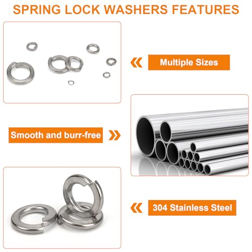 20Pcs 1/2" Spring Lock Washer, 304 Stainless Steel - color: Silver, size: 1/2 Inch