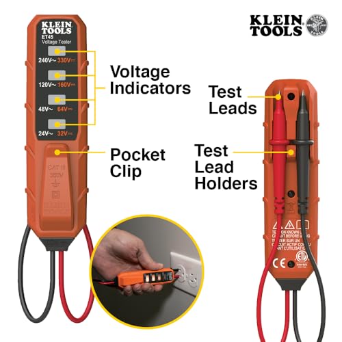 Klein Tools NCVT3PKIT Electrical Test Kit, Dual-Range Non-Contact Voltage Tester with Flashlight, AC/DC Voltage Tester - size: Dual Range NCVT Kit