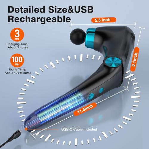 Foldable Heat Cold Massage Gun, 9 Speeds 10 Heads Cordless Handheld Percussion Massagers, Portable Electric Muscle Pain Relief Massager Gifts for Men Women Dad