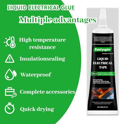 Liquid Electrical Tape Waterproof,4fl.Oz/120ml Liquid Tape Fast Dry, Set Includes 4petgloves,1brushes, 2sandpaper, Suitable Chargers, Plugs,Automotive Marine Electronic Circuits