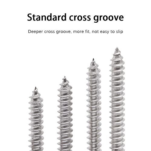 M4 Wood Screws Assortment Fasteners Kit 530Pcs,304 Stainless Steel Self-Tapping Screws,Phillips Drive Sheet Metal Screws Set,Countersunk Flat Head Assorted Screws,Self Tapping Screws for Metal - size: M4, style: Flat Head (Stainless Steel)