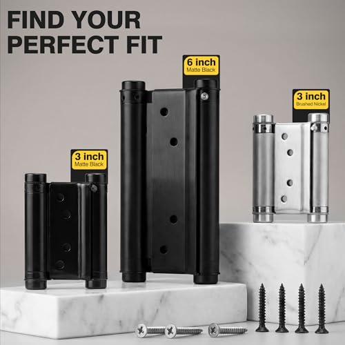 KOLET 6 Inches Double Action Door Hinges, Matte Black, 4 Pack - color: Matte Black, size: 6 Inch