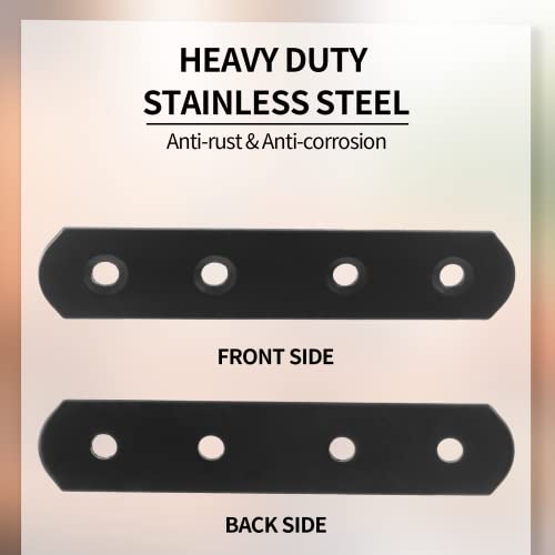 Jiozermi 8 Pcs Straight Brace, 3.9" x 0.8", Stainless Steel,Black - size: Black, 3.9” x 0.8”, 8 Pcs