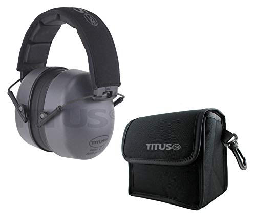 TITUS 3 Series, Onyx 37 Original Highest NRR Noise Reduction Earmuffs - color: Grey (Premium Band / With Pouch)