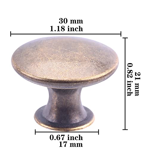 8 Pack Delicate Design Round Antique Breen Bronze Kitchen Cabinet Knobs Cupboard Door Knobs 1.18-INCH Breen Bronze Drawer Handle Pulls Dresser Knobs with 8 Pcs Screws for Bathroom Drawer Door Hardware - color: Breen Bronze