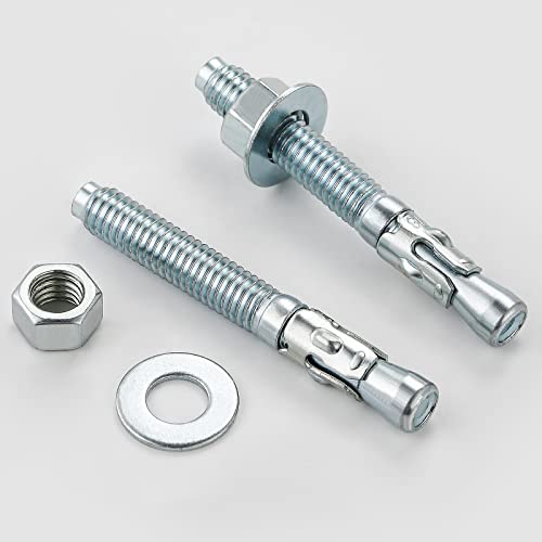 Wensilon 5/8x4-1/4 10Pcs Inch Standard Fasteners for Heavy-Duty Zinc Wedge Anchors for Cement and Concrete - size: 5/8x4-1/4"