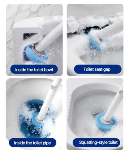 SOPAMI Disposable Toilet Brush with 32 Refills Deep Cleaning Touch Free - size: Blue Sponge