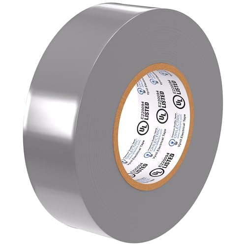 OHLECTRIC Professional Grade Vinyl Electrical Tape (1 Pack) Grey - 7 Mil Thick Flame-Retardant, Heat & Weather Resistant 3/4 Inch x 60 Feet | Ideal for Contractors & Electricians - size: 1 Roll, style: Grey