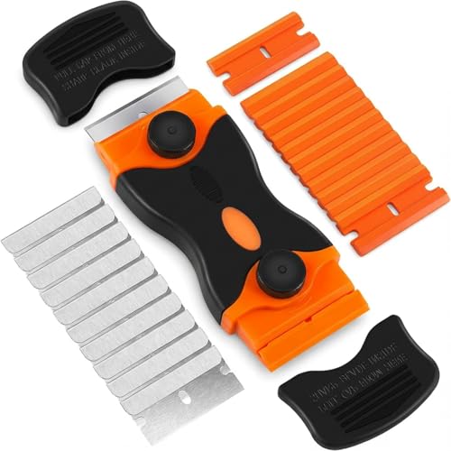 Mister Rui 2-in-1 Razor Scraper, 20 Blades, Screw-On Design, Multi-Surface - color: 1 Orange