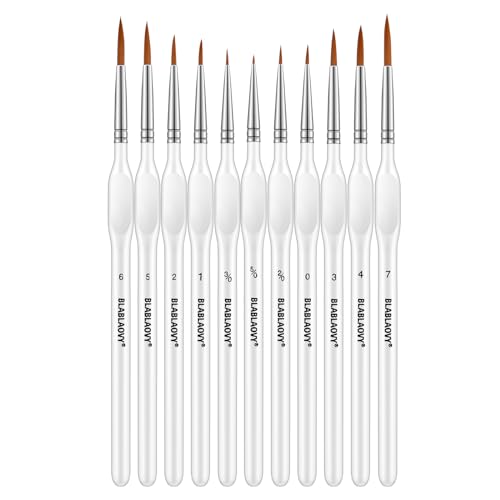 11 Pcs Detail Paint Brushes with Triangular Handles, Paint by Numbers - color: White