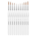 11 Pcs Detail Paint Brushes with Triangular Handles, Paint by Numbers - color: White