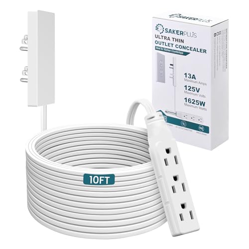SakerPlus Outlet Concealer Power Strip-Outlet Cover Extender - style: 10ft (AC ports)