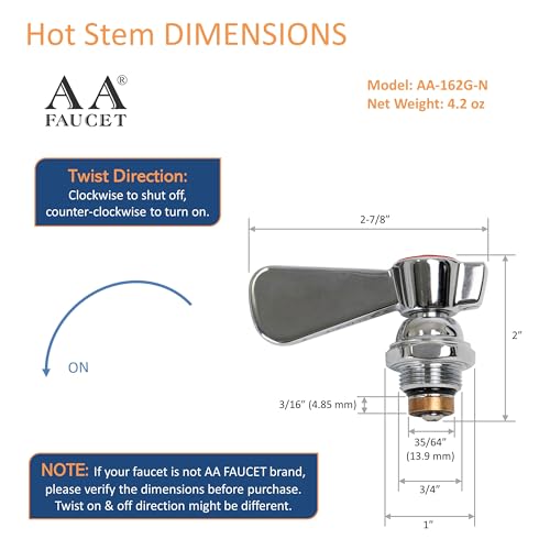 Hot Stem Check with Handle for 4" Hand Sink Faucets (Hot (AA-162G+HDL)) - style: Hot (AA-162G+HDL)
