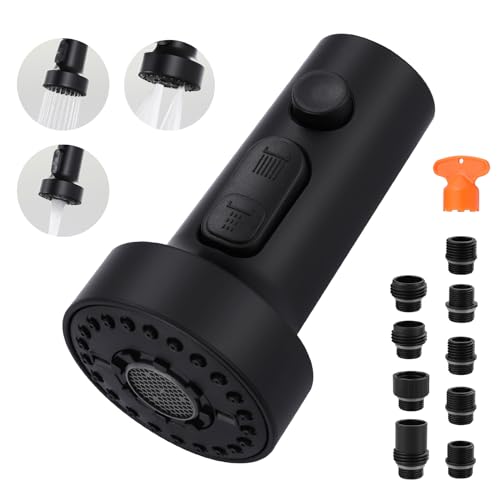 ARCORA Pull Down Kitchen Faucet Head Replacement with 13 Adapters, 3 Modes - color: Matte Black