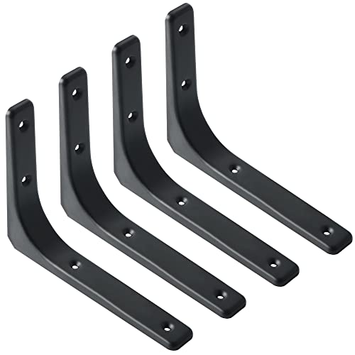 SAYAYO Wall Shelf Bracket Black, 8 X 6 Inch Heavy Duty L Bracket for Wood - color: Black, size: 8 x 6 Inch (4 PCS)