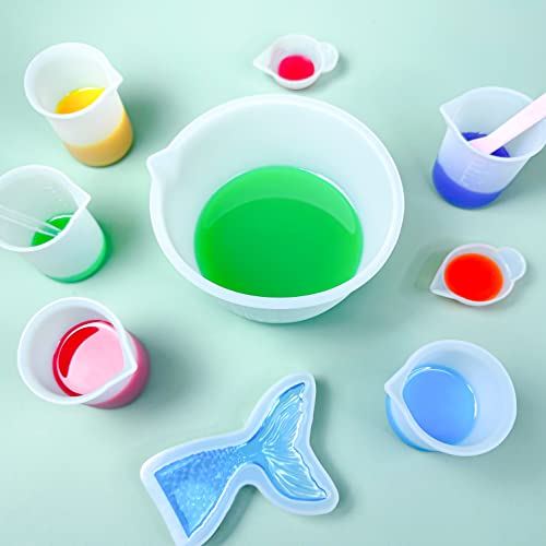 Sjubaopen Silicone Measuring Cups 600ml for Resin, Epoxy, Baking - size: 600ML+100ML+10ML