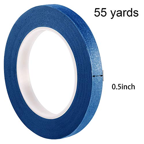 Chuangdi 1/2 Inch Thin Painters Tape Masking 55 Yds,12 Mm,Blue,1 Roll