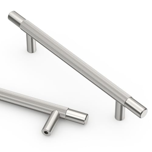 Asidrama 10 Pack 5 Inch(128mm) Brushed Satin Nickel Knurled Kitchen Cabinet Handles, Cabinet Pulls Kitchen Cabinet Hardware for Cupboard Drawer Pulls - color: Brushed Satin Nickel, size: 5" Hole Center