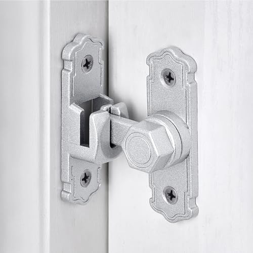 Silvery 90/180 Degree Barn Door Latches,Aluminum Alloy Flip Latch - color: Silvery