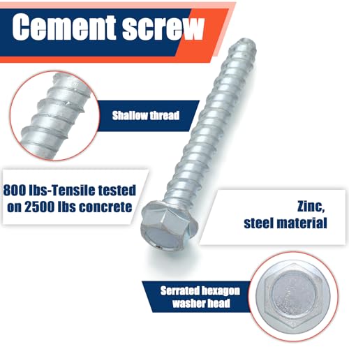 Tandefio 100 Pack 1/2 x 4 Concrete Anchors and Screw Kits Galvanized - size: 1/2" X 4"