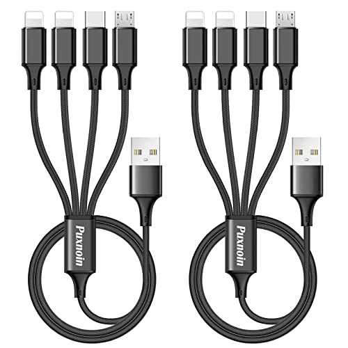Multi Charging Cable, 2Pack 4FT 4 in 1 Charging Cable for Multiple Devices - color: Black