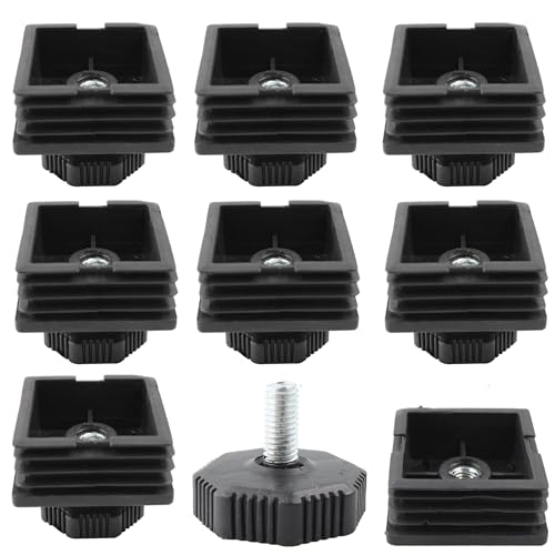 8Pcs Adjustable Leveling Feet 50 x 50mm Square Insert Kit Furniture Glide Leveler, Leveling Screw Leg for Cabinets Sofa Tables Chairs Raiser, Black - size: 50x50mm