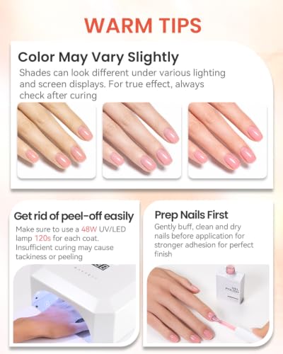 Makartt Jelly Nude Pink Gel Nail Polish Set 15ML: 6 Sheer Jelly Colors - color: Everyday Pink Glow