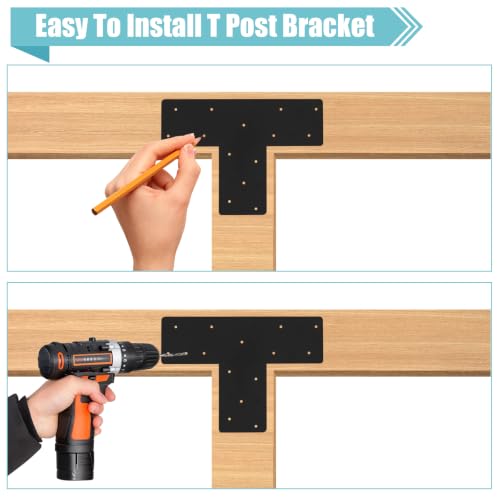 4 Pcs 16.9"x 5" T Post Bracket for Pergola - style: T Shape Strap Plate(16.9"x 5")