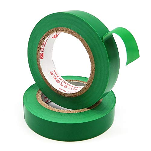 Maveek 10 Rolls PVC Electrical Tapes, Self Adhesive Waterproof Insulation Green Tapes, Rated up to 600 Volts and 176 °F, 15mmx15m(0.6" x 49.2ft) - color: green