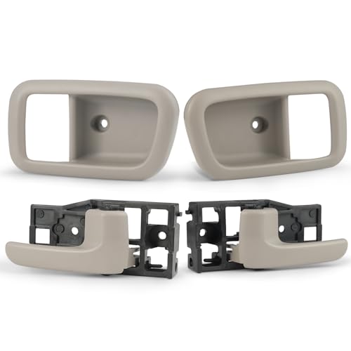 Interior Door Handles w/Bezel for 2000-2006 Toyota Tundra (Standard/Regular/Extended Cabs ONLY), Rear Left Driver & Right Passenger Side, Gray - size: Rear Left & Right