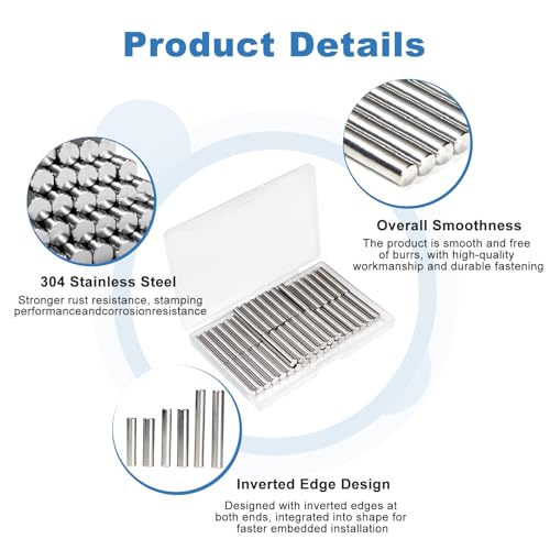 50Pcs M5 x 25mm (Approx 3/16" x 1") 304 Stainless Steel Dowel Pins - size: M5 x 25mm
