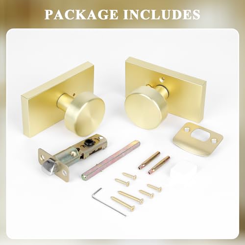 Brushed Gold Door Knobs Brass Privacy Door Knobs Interior with Lock - color: Brushed Gold