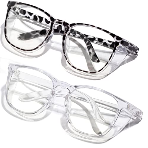 Safety Glasses Anti Fog Clear Blue Light Blocking Eye Protection Nurse Goggles for Women Men - color: A1 Leopard + Transparent