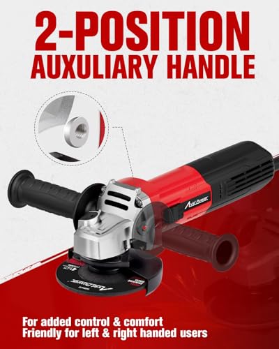 AVID POWER Angle Grinder, 7.5-Amp 4-1/2 inch Electric Grinder Power Tools with Grinding and Cutting Wheels, Flap Disc and Auxiliary Handle for Cutting, Grinding, Polishing and Rust Removal - Red - color: Red