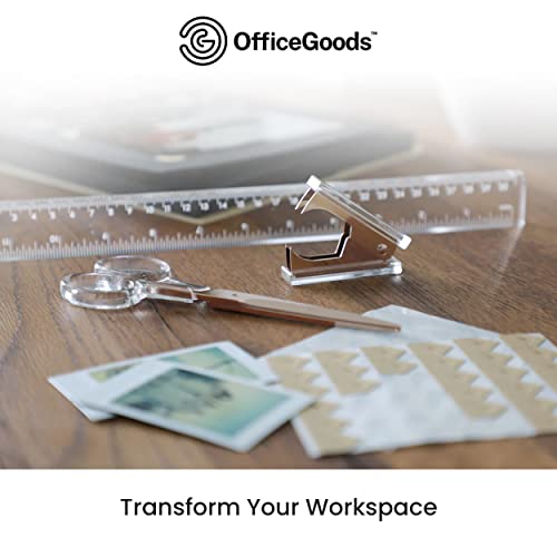 OfficeGoods 3-Piece Acrylic Desk Set, Clear with Rose Gold Metal - color: Clear Rose Gold