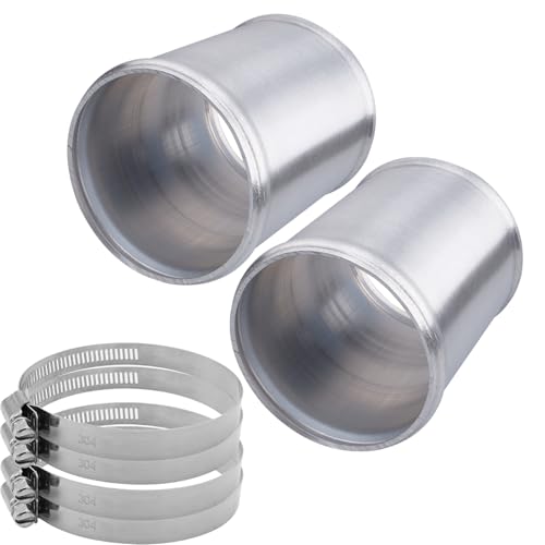 AC PERFORMANCE 3" (76mm) OD Aluminum Alloy Hose Joiner Silicone Pipe Connector Bead, 4" Length with 304 SS Clamps, Pack of 2 - size: 3" (76mm) - 2PCS