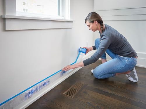 ScotchBlue Pre Plastic Painters Tape with Bladed Dispenser, 24 in x 30yd, Tape & Masking Film Combined, Static Cling to Stay in One Place, No Residue Masking Tape (PTD2093EL-24-S) | (Pack of 6) - size: 24" Width (Pack of 6), style: With Dispenser