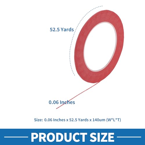 Painters Tape Easy Removal Fine Width 1.5mm Tape 0.06 Inches x 52.5 Yards Red - color: Red, size: 0.06 Inches x 52.5 Yards
